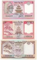 Nepál 1987. 5R + 2012 5R + 2013. 10R T:I,I- Nepal 1987. 5 Rupees + 2012. 5 Rupees + 2013. 10 Rupees C:UNC,AU