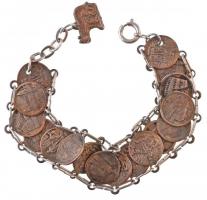 Olaszország DN Róma nevezetességeit ábrázoló emlékérmek karkötővé alakítva T:2 Italy ND Commemorative medalions about Rome made into bracelet C:XF