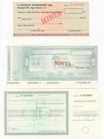 ~1980-1990. Országos Takarékpénztár 3db csekk, mindg MINTA bélyegzéssel illetve perforációval, kitöltetlenek T:I,I-