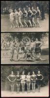 1928-1931 Ó, azok a régi balatoni nyarak!, régi balatonlellei nyaralás fotói, 5 db fotólapok, Balatonlelle, Szitovszky Jánosné, 8x13 cm.