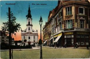 1927 Kecskemét, Római katolikus templom, Adriai Biztosító Társaság Főügynöksége, Moskovits Cipogyár, üzletek (EK)