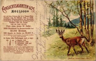 1902 Deer. Ansichtskarten-Los No. 041000. / charity lottery postcard. Christoph Reissers Söhne litho (EK)