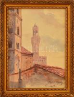 Keiss Károly (1883-1953): Firenze 1913. Akvarell, papír, jelzett, üvegezett keretben, 20×14 cm