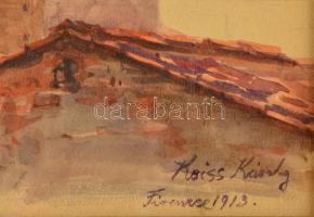Keiss Károly (1883-1953): Firenze 1913. Akvarell, papír, jelzett, üvegezett keretben, 20×14 cm