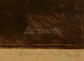 Fényes Adolf (1867-1945): Özvegyasszony. Rézkarc, papír, jelzett, üvegezett keretben, 23×17 cm