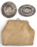 2 db judaika, fém kistál d: 11 cm, egy art deco kis táska