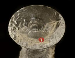 2 db finn préselt üveg gyertyatartó, apró kopásokkal, m: 18 cm