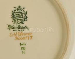 Echt Kobalt virágos tál, matricás, jelzett, apró kopásokkal, d: 24,5 cm