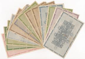 1946. 13db-os vegyes magyar adópengő bankjegy tétel, közte fordított címer T:III,III-