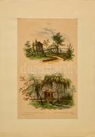cca 1880 Francia park részlet (Fleucy, Val sous Meudon), színes litográfia, készítő: A. Bichebois, 43×27 cm