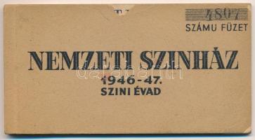 Budapest 1946-1947. Nemzeti Színház Tagsági jegy füzet benne 10f, 20f, 50f és 1Ft értékű jegyek. Nem teljes, több 10f és 20f jegy hiányzik, néhány darab hátán kézírásos jegyzetke, kisebb szakadások