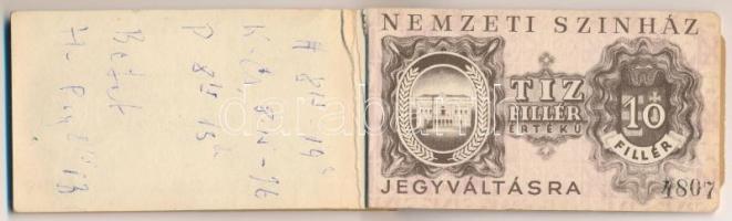 Budapest 1946-1947. "Nemzeti Színház Tagsági jegy füzet" benne 10f, 20f, 50f és 1Ft értékű...