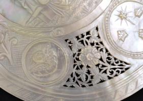 Bethlemi jelenet, aprólékosan faragott gyöngyház, jelzés nélkül,jó állapotban, 16×15 cm