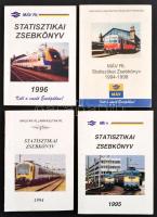 1994-1999 MÁV Statisztikai Zsebkönyv 4 kötete: 1994,1995,1996,1994-1998. Bp., 1994-1999, MÁV. Kiadói papírkötés. Megjelentek 800, 1000, 400 és 450 példányokban.