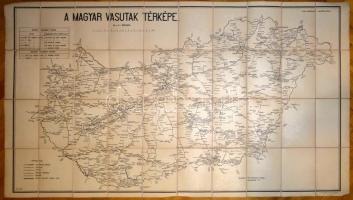 1931 A magyar vasutak térképe, 1: 500.000, vászonra kasírozva, 74x120 cm.