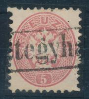 1864 5kr eddig nem katalogizált "(Ké)tegyhá(za)" vasúti bélyegzéssel / 5kr with railway postmark, not listed in catalog