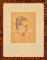 Remsey jelzéssel: Férfi portré. Ceruza, papír, üvegezett keretben, 15×11 cm