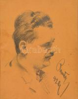 Remsey jelzéssel: Férfi portré. Ceruza, papír, üvegezett keretben, 15×11 cm