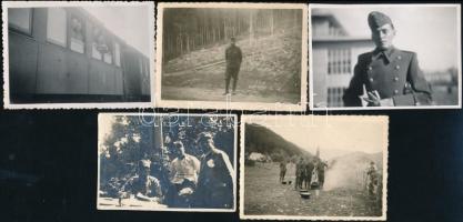 cca 1930-1940 Katonai fotó tétel: életképek, csoportképek, stb., összesen 9 db, különböző méretben