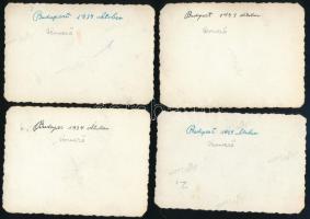 1934 Felvonulás a Vérmezőn, 4 db fotó, hátuljukon feliratozva, 6×9 cm