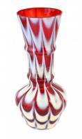 Fújt dekoratív váza, jelzés nélkül, foltos, anyagában színezett, m: 33 cm