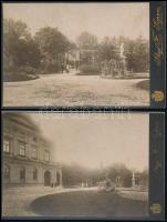 cca 1900 Sopron, Russ-villa, 2 db keményhátú fotó Stagl Ferenc műterméből, 16×11 cm + 1 db Russ-villa levelezőlap