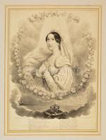 cca 1836 Gaetano Dura (1805-1878): Habsburg.Tescheni Maria Teresa Isabella nápolyi-sziciliai királyné, Napoli, Lit. Gatti e Dura, litográfia, paszpartuban, a hátán javított, 45x32 cm.