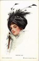 'Tempting lips', lady with hat, Reinthal & Newman No. 420 s: Harrison Fisher