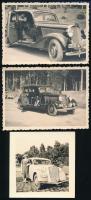 cca 1938-1940 3 db autós fotó, kettő hátulján feliratozva, különböző méretben