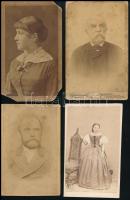 13 db különféle vizitkártya méretű fotó, különféle műtermekből, 7×11 cm