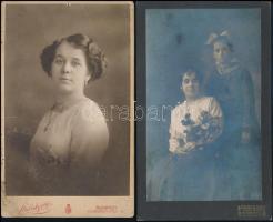 Régi portrék, 6 db keményhátú fotó különféle műtermekből (Strelisky, Langsfeld Mór, stb.), különböző...