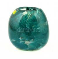 L Szabó Erzsébet (1935-): Fújt váza, többrétegű, anyagában színezett, jelzett, hibátlan, m: 15 cm