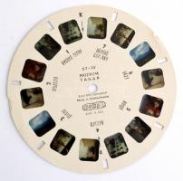 Meopta Meoskop stereo képnézegető, eredeti dobozában, 9 db filmlemezzel