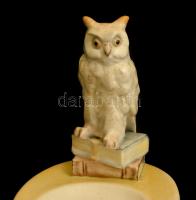 Baglyos névjegykártyatartó, kézzel festett, jelzés nélkül, apró kopásnyomokkal, m: 14,5 cm, 16×12 cm