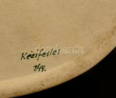 Baglyos névjegykártyatartó, kézzel festett, jelzés nélkül, apró kopásnyomokkal, m: 14,5 cm, 16×12 cm