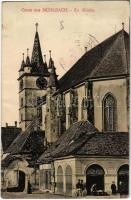 1910 Szászsebes, Mühlbach, Sebesul Sasesc, Sebes;  Ev. Kirhe / Evangélikus templom, Josef Hientz üzlete és saját kiadása / Lutheran church, publisher&#039;s shop (EK)