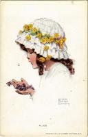 Girl with hat, flowers, Gutmann & Gutmann s: Bessie Pease Gutmann