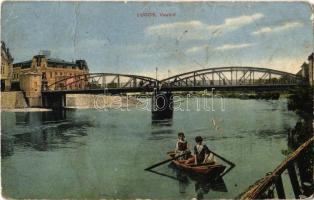 Lugos, Lugoj; Vashíd, csónakázók / bridge, rowing boat (EM)