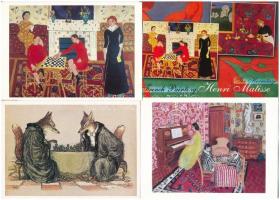 27 db MODERN sakk motívumlap: festmények / 20 modern chess motive postcards: paintings