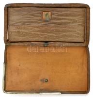 cca 1900 Ezüst (Ag.) rátétes bőr pénztárca, "Lányi Miksa Szabadka", jelzett, kopásokkal, 1...