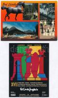 15 db MODERN sakk képeslap, vegyes érdekes anyag / 15 modern chess motive postcards, mixed-interesti...