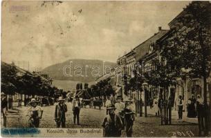 1924 Székelyudvarhely, Odorheiu Secuiesc; Kossuth utca, Budvár, üzletek. Kiadja Sterba Ödön / street view, mountain, shops (EK)