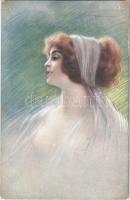 Lady, gently erotic art postcard, A. Scrocchi 2719-2 s: Guerzoni