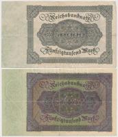 Németország / Weimari Köztársaság 1922. 50.000M alapnyomat nélkül + 50.000M alapnyomattal T:III 
Ge...