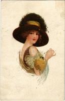 1911 Lady with hat, No. 332 (fl)