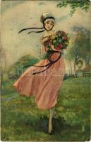 1922 Lady with flowers, Visto Revisione Stampa N. 3291 (Rb)