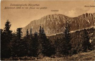 1910 Erdélyi Kárpátok, Siebenbürgische Karpaten, Transylvanian Carpathians; Butschetsch von Azuga aus gesehen. Karpathenwacht phot. Teutsch / Muntii Bucegi / Bucsecs hegység az Azuga felől nézve / mountains (EK)