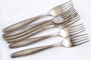 Német ezüstözött alpakka 12 személyes készlet, jelzett, 4×12 db+ 2 db merő kanál, összesen: 50 db