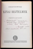 Ossendowski: Kínai rejtelmek. Fordította Sajó Aladár. Bp., Franklin Társulat. Kiadói aranyozott egés...