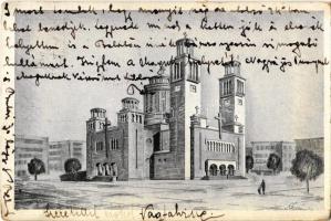 1939 Budapest XI. Kelenföld, Szent Gellért Plébánia templom az Etele téren. Tervezte Ács Sándor (EK)
